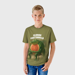 Детская футболка 3D Glorbo Fruttodrillo - brainrot animals meme - фото 2