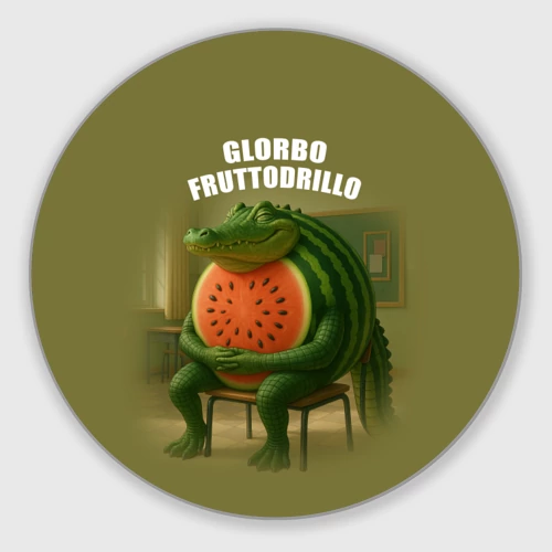 Круглый коврик для мышки Glorbo Fruttodrillo - brainrot animals meme