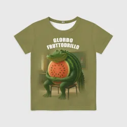 Детская футболка 3D Glorbo Fruttodrillo - brainrot animals meme