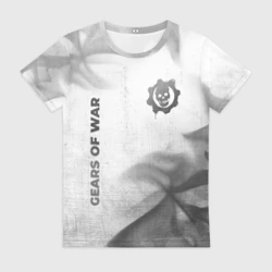 Женская футболка 3D Gears of War - white gradient вертикально