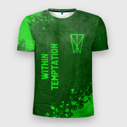 Мужская футболка 3D Slim Within Temptation - green gradient вертикально