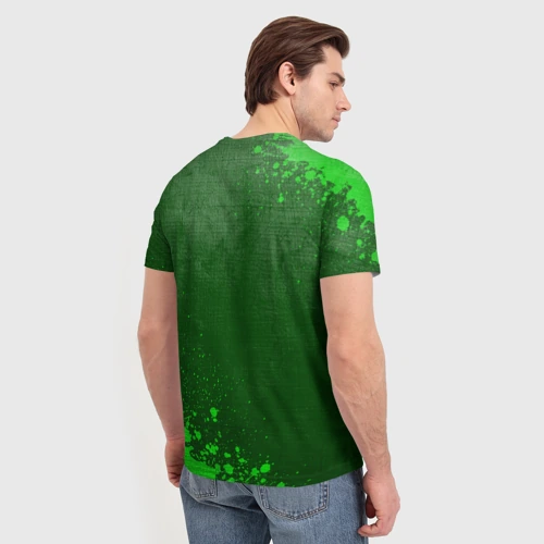 Мужская футболка 3D с принтом Within Temptation - green gradient вертикально, вид сзади #2