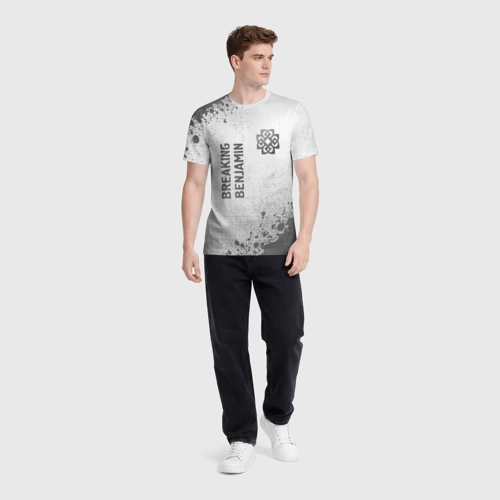 Мужская футболка 3D с принтом Breaking Benjamin - white gradient вертикально, вид сбоку #3