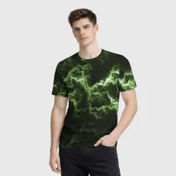 Мужская футболка 3D Lightning green glow - фото 2