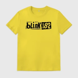 Мужская футболка хлопок Blink 182 трафарет черный