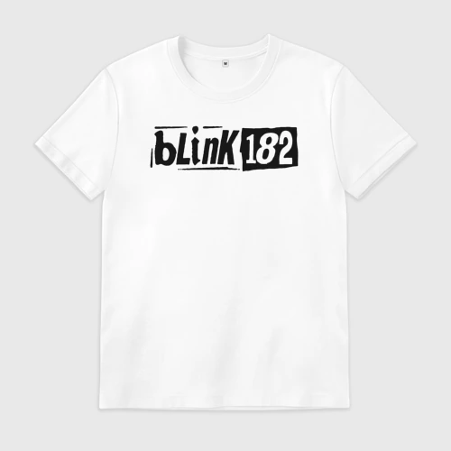 Мужская футболка хлопок с принтом Blink 182 трафарет черный, вид спереди #2