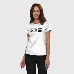 Женская пижама с белой футболкой хлопок Blink 182 трафарет черный - фото 2