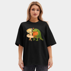 Женская футболка Oversize хлопок premium Балерино капучино - Гробло фруттодрило - фото 2