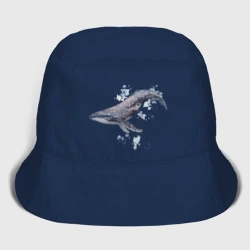 Детская панама хлопок Акварельный горбатый кит