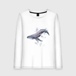 Женский лонгслив хлопок Акварельный горбатый кит