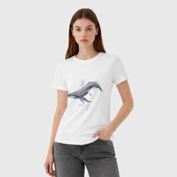 Женская футболка хлопок Акварельный горбатый кит - фото 2