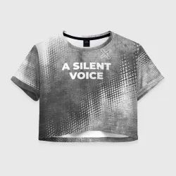 Женская футболка Crop-top 3D A Silent Voice - grey gradient посередине