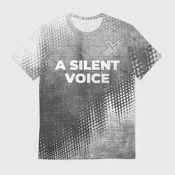 Мужская футболка 3D A Silent Voice - grey gradient посередине