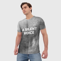 Мужская футболка 3D A Silent Voice - grey gradient посередине - фото 2