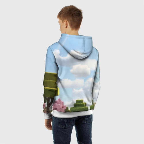 Детская толстовка 3D с принтом Пчёлка - Minecraft, вид сзади #2