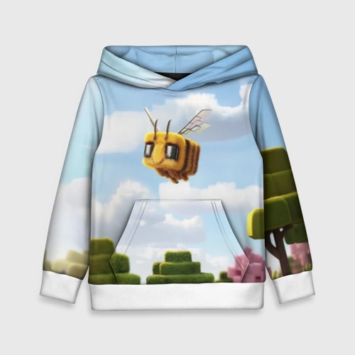 Детская толстовка 3D с принтом Пчёлка - Minecraft, вид спереди #2
