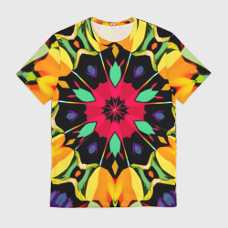 Мужская футболка 3D Салатовый калейдоскоп