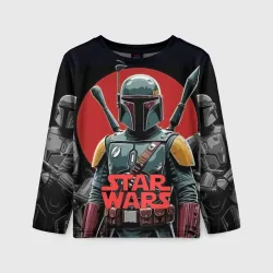 Детский лонгслив 3D Boba Fett звездные войны