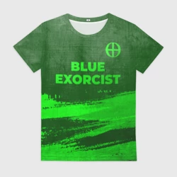 Женская футболка 3D Blue Exorcist - green gradient посередине
