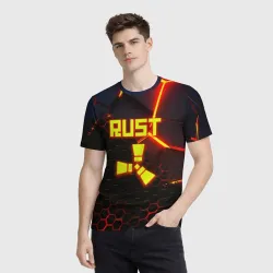 Мужская футболка 3D Rust hexagon краски - фото 2