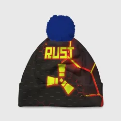 Шапка 3D c помпоном Rust hexagon краски