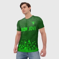 Мужская футболка 3D Bon Jovi - green gradient посередине - фото 2
