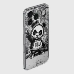 Чехол для iPhone 16 Pro Max силиконовый с защитой камеры Детёныш панды уличный хулиган на фоне граффити - фото 2