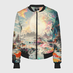 Женский бомбер 3D Светлая экзотическая планета