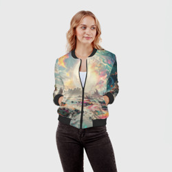 Женский бомбер 3D Светлая экзотическая планета - фото 2