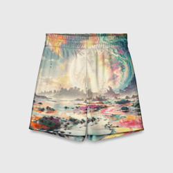 Детские спортивные шорты 3D Светлая экзотическая планета