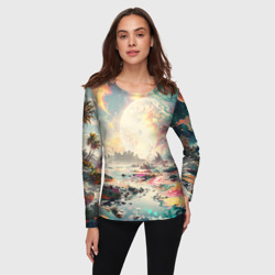Женский лонгслив 3D Светлая экзотическая планета - фото 2