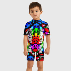 Детский купальный костюм 3D Geometry dash neon gradient - фото 2