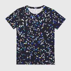 Женская футболка 3D Чёрно-синий мозаика паттерн