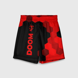 Детские спортивные шорты 3D Doom - red gradient по-вертикали