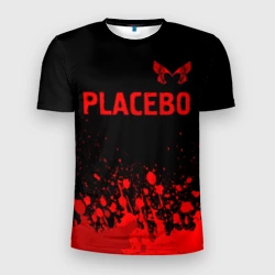 Мужская футболка 3D Slim Placebo - red gradient посередине