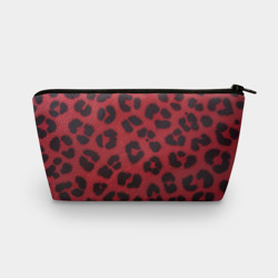 Косметичка 3D Черные леопардовые пятна на красном
