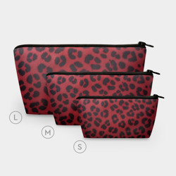 Косметичка 3D Черные леопардовые пятна на красном - фото 2