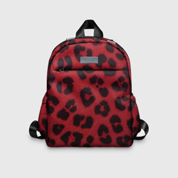 Детский рюкзак 3D Черные леопардовые пятна на красном