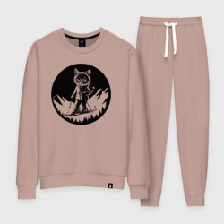 Женский костюм хлопок Котик на горных лыжах