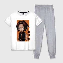 Женская пижама с белой футболкой хлопок Йо Асакура