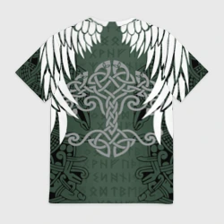 Мужская футболка 3D Древние руны и древо жизни с крыльями