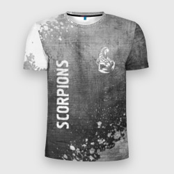 Мужская футболка 3D Slim Scorpions - grey gradient вертикально