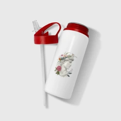 Бутылка для воды с трубочкой Давид в цветах - фото 2