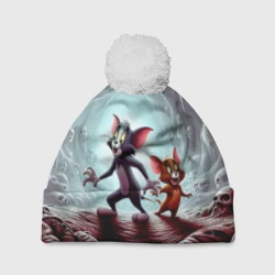 Шапка 3D c помпоном Том и Джерри в пещере ужасов - хэллоуин