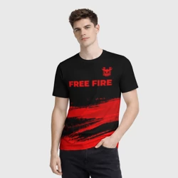 Мужская футболка 3D Free Fire - red gradient посередине - фото 2