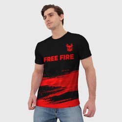 Мужская футболка 3D Free Fire - red gradient посередине - фото 2