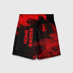 Детские спортивные шорты 3D Tomb Raider - red gradient вертикально