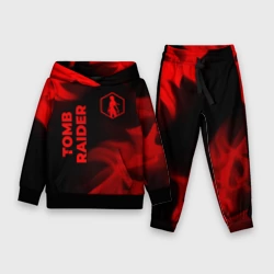 Детский костюм с толстовкой 3D Tomb Raider - red gradient вертикально