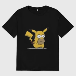 Мужская футболка хлопок Oversize Пикачу Гомер Симпсон