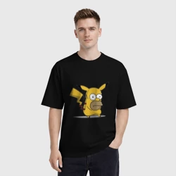 Мужская футболка хлопок Oversize Пикачу Гомер Симпсон - фото 2